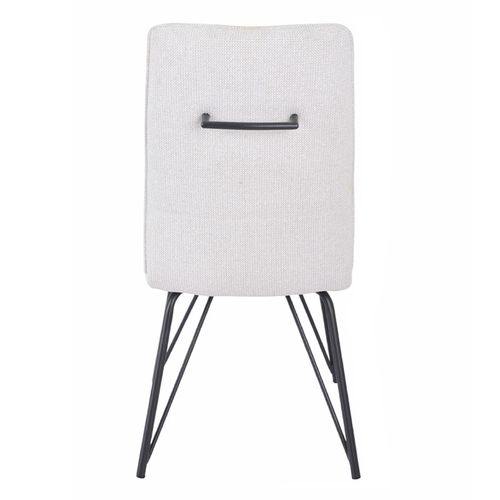 Lot 2 Chaises En Tissu Doux Écru Avec Pieds En Métal Noir - Lucas