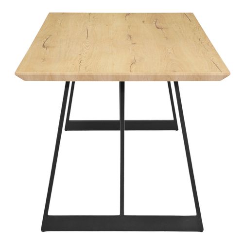 Table De Repas L. 160 Cm Décor Chêne Et Pieds En Métal Noir - Evolia