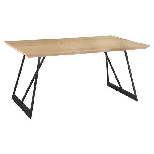Table De Repas L. 160 Cm Décor Chêne Et Pieds En Métal Noir - Evolia