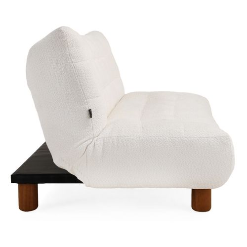 Banquette Convertible Capitonnée En Tissu Bouclette Écru - Valentin