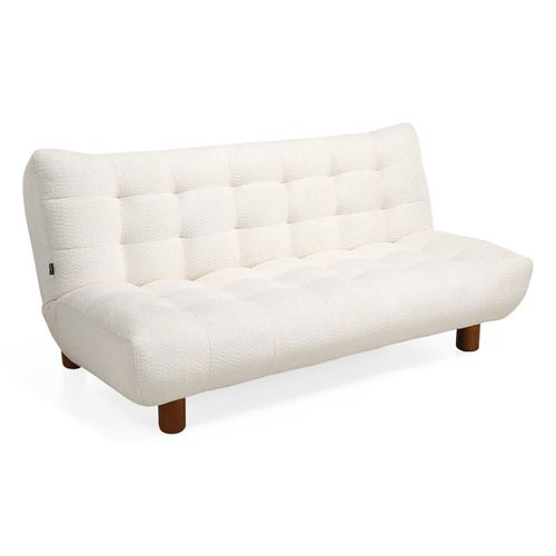 Banquette Convertible Capitonnée En Tissu Bouclette Écru - Valentin
