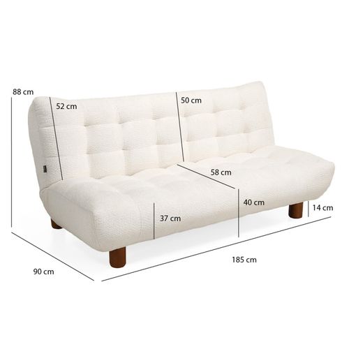 Banquette Convertible Capitonnée En Tissu Bouclette Écru - Valentin