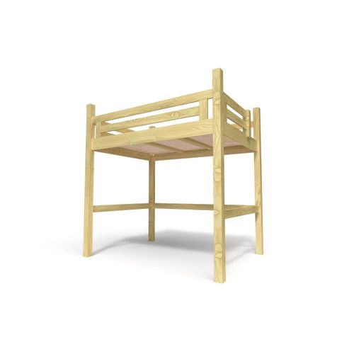 Lit Mezzanine Adulte 140x200 Bois + Échelle Hauteur Réglable Alpage