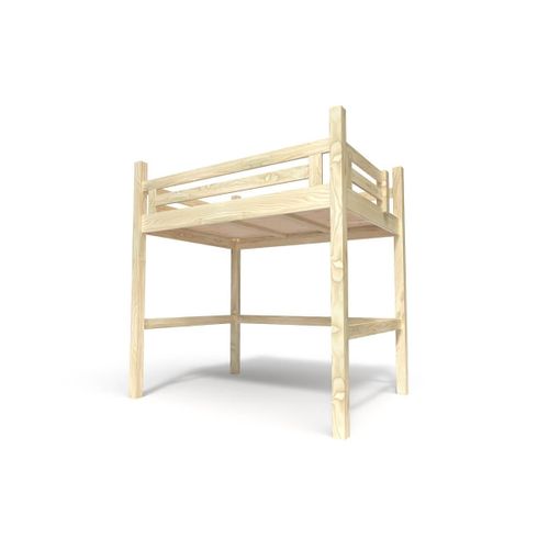 Lit Mezzanine Adulte 160x200 Bois + Échelle Hauteur Réglable Alpage