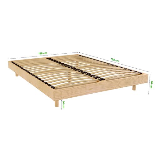 Sommier à Lattes 2 Places Bois Kit France - 160x200