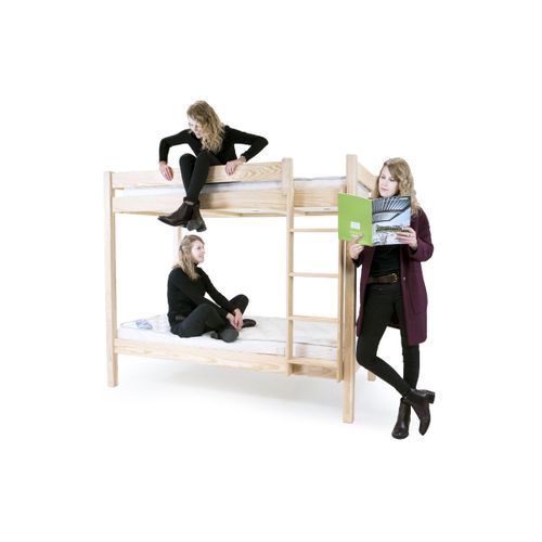 Lit Superposé 2 Places 90x190 Échelle Droite Bois Abc