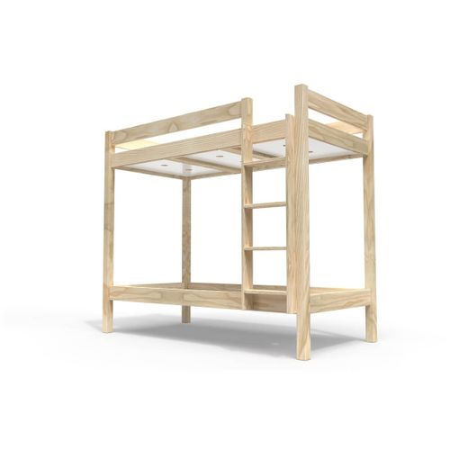 Lit Superposé 2 Places 90x190 Échelle Droite Bois Abc