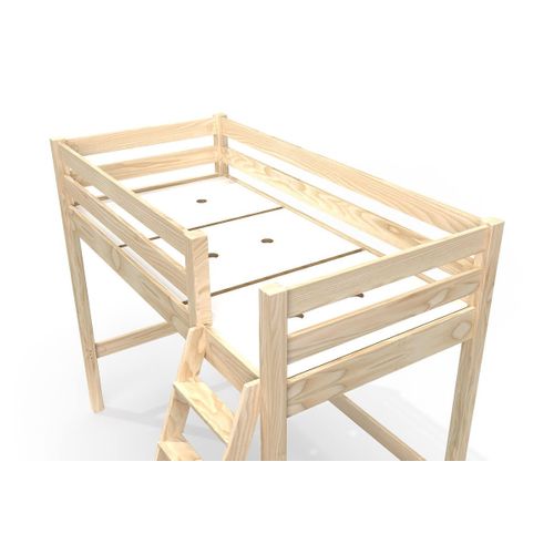 Lit Mi-hauteur 90x200 Bois Abc  Avec Échelle Inclinée