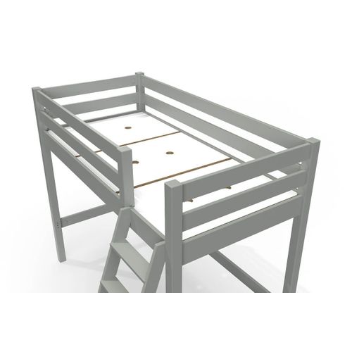Lit Mi-hauteur 90x200 Bois Abc Avec Échelle Inclinée