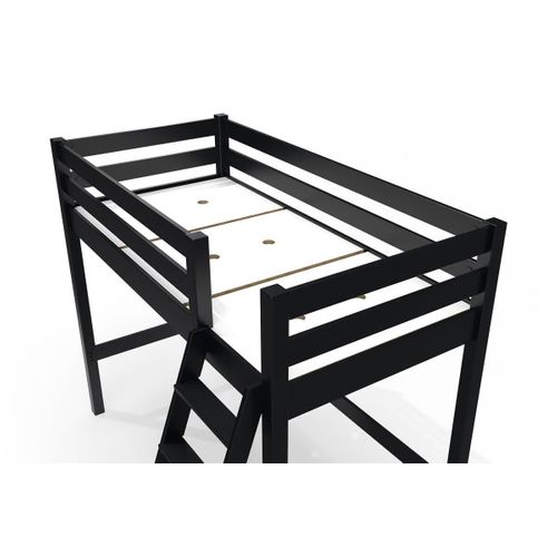Lit Mi-hauteur 90x200 Bois Abc Avec Échelle Inclinée
