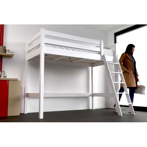 Lit Mi-hauteur 90x200 Bois Abc Avec Échelle Inclinée