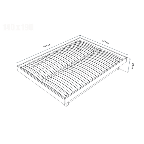 Lit Plateforme 140x190 Bois Massif