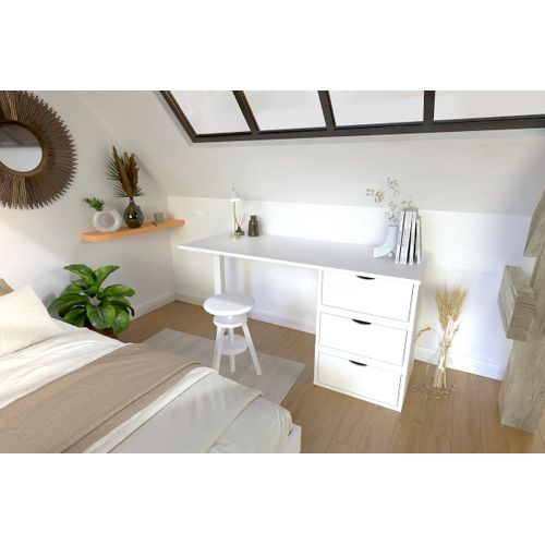 Bureau Bois 3 Tiroirs Cube