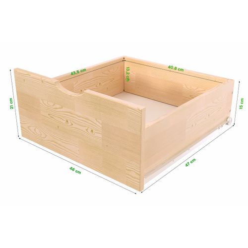 Bureau Bois Massif Long 6 Tiroirs Cube