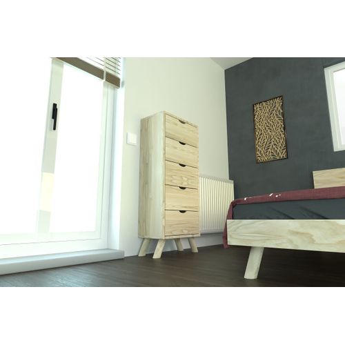 Chiffonnier Scandinave Bois 5 Tiroirs Viking