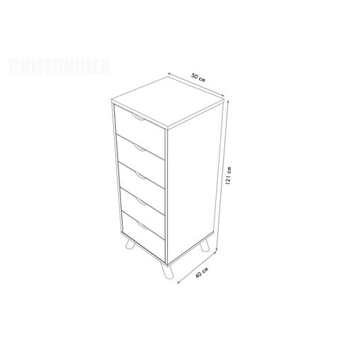 Chiffonnier Scandinave Bois 5 Tiroirs Viking