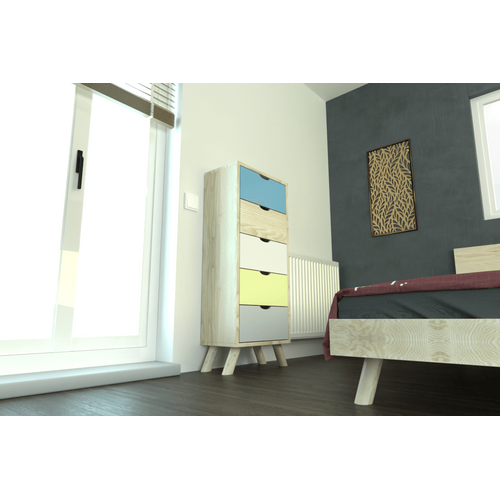 Chiffonnier Scandinave Bois 5 Tiroirs Viking