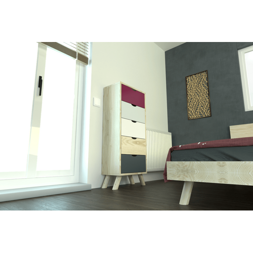 Chiffonnier Scandinave Bois 5 Tiroirs Viking