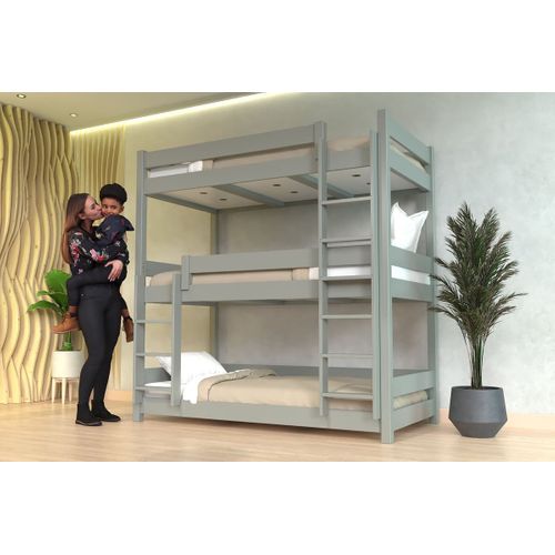 Lit Superposé 3 Places 90x190 En Bois Massif Abc