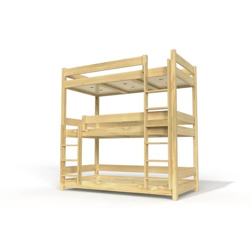 Lit Superposé 3 Places 90x190 En Bois Massif Abc