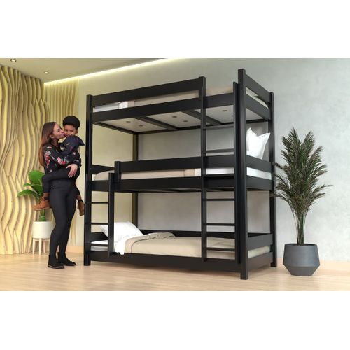 Lit Superposé 3 Places 90x190 En Bois Massif Abc