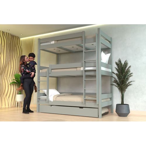 Lit Superposé 4 Places 90x190 En Bois Massif Abc