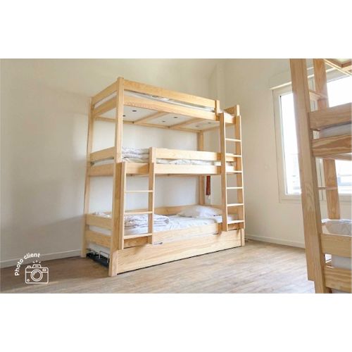 Lit Superposé 4 Places 90x190 En Bois Massif Abc