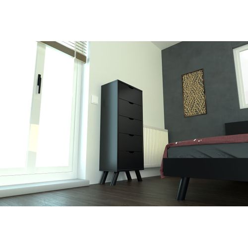 Chiffonnier Scandinave Bois 5 Tiroirs Viking