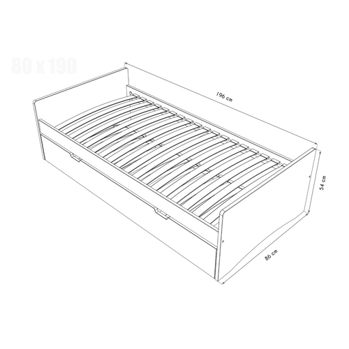 Lit Gigogne 80x190 Abc Pin Massif