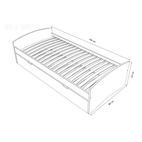 Lit Gigogne 80x190 Happy Pin Massif