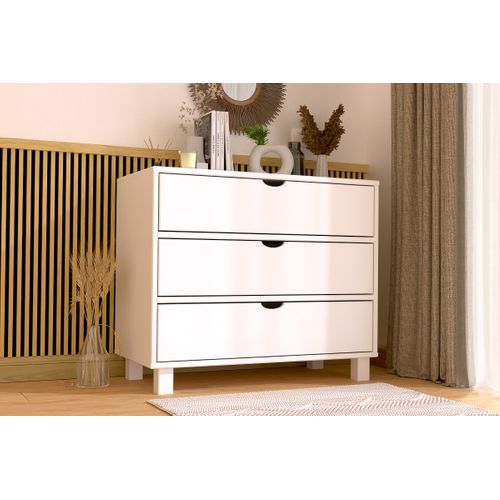 Commode Bois 3 Tiroirs Cube