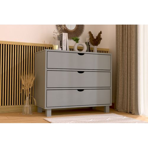 Commode Bois 3 Tiroirs Cube