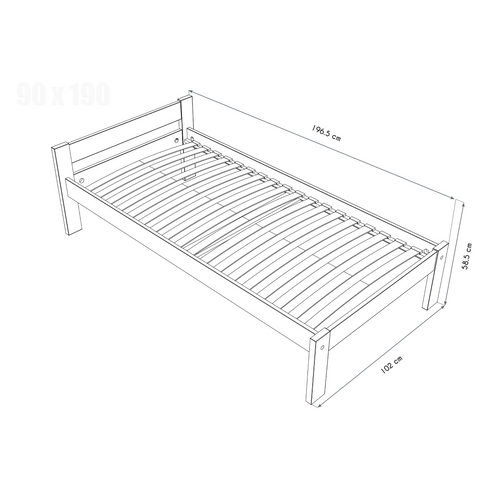Lit 90x190 Enfant En Bois Hêtre Simply