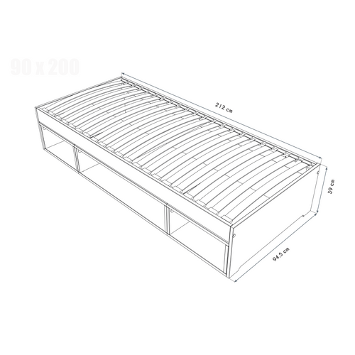 Lit Avec Rangement Maël 90x200