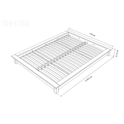 Lit Futon Solido 160x200 En Bois Massif