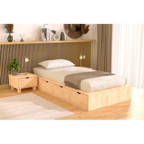 Lit 1 Place Avec Rangement 90x200 Cube