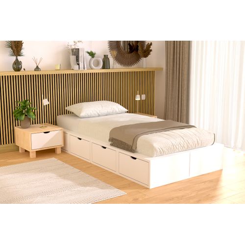 Lit 1 Place Avec Rangement 90x200 Cube