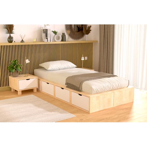 Lit 1 Place Avec Rangement 90x200 Cube