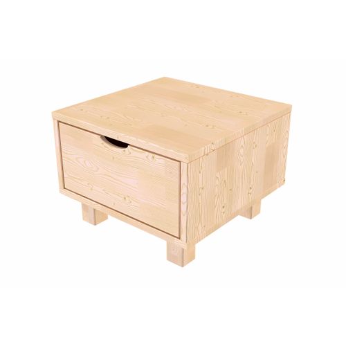 Table De Chevet Bois Cube + Tiroir