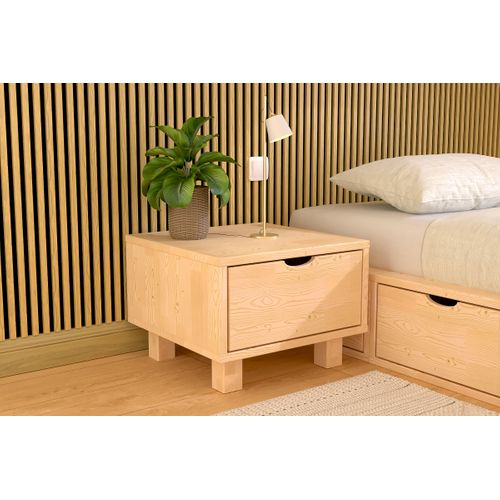 Table De Chevet Bois Cube + Tiroir