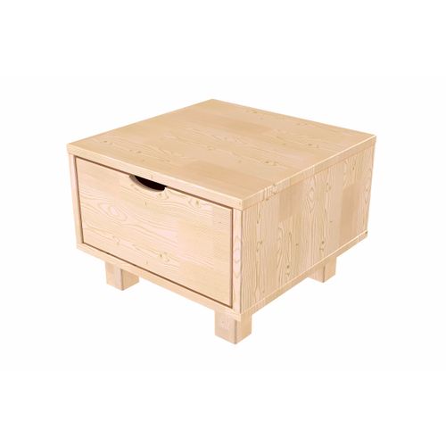 Table De Chevet Bois Cube + Tiroir