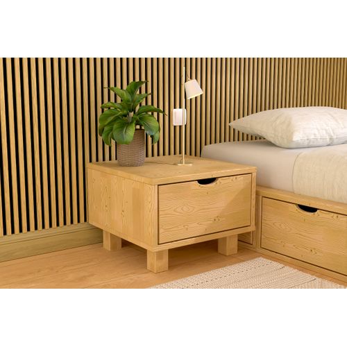 Table De Chevet Bois Cube + Tiroir