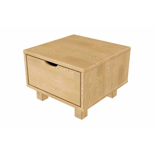 Table De Chevet Bois Cube + Tiroir