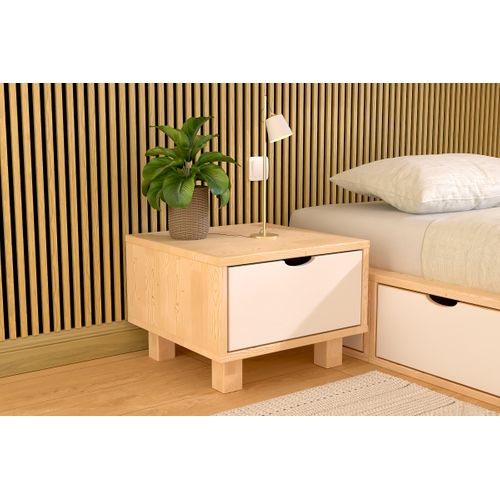 Table De Chevet Bois Cube + Tiroir
