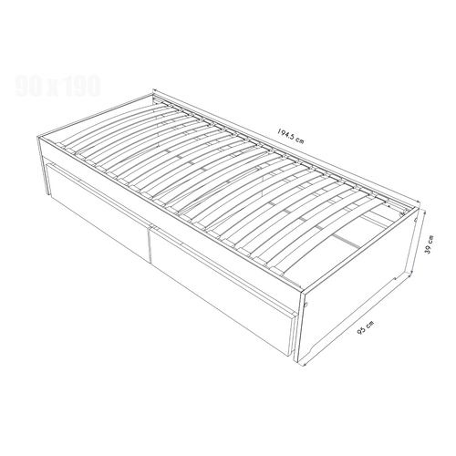Lit 90x190 Simple Avec Tiroirs De Rangement Malo