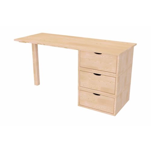 Bureau Bois 3 Tiroirs Cube