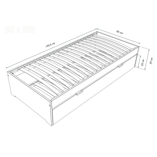 Lit Gigogne 80x190 Malo Pin Massif