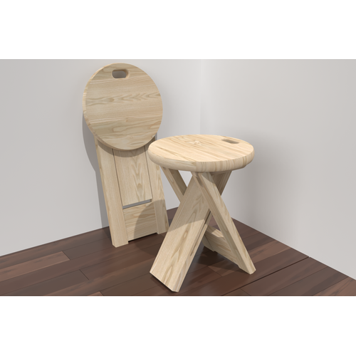 Tabouret Pliable En Bois Vintage
