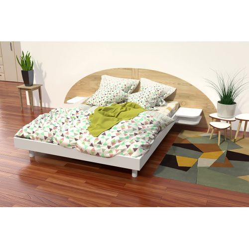 Lit 2 Places Bois 140x190 Avec Tête Et Chevets Arc