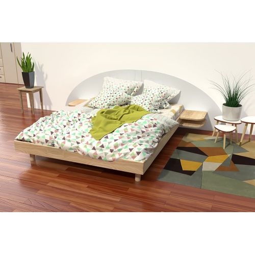 Lit 2 Places Bois 140x200 Avec Tête Et Chevets Arc